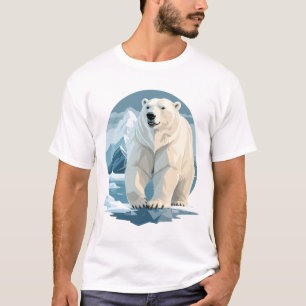 Camiseta Polar Bear Vetor Arte Animal Majestosa Natureza Se