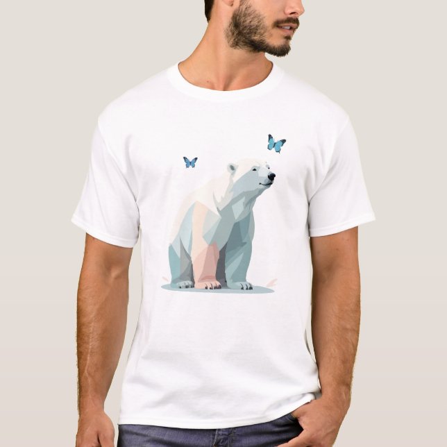 Camiseta Polar Bear Vetor Pintura Adorável Arte Animal (Frente)