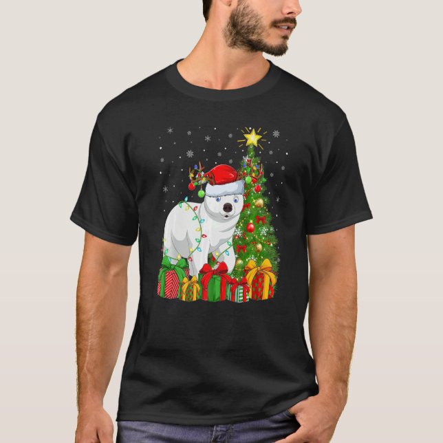 Camiseta Polar Bear  Xmas Lights Santa Polar Bear Christmas (Frente)