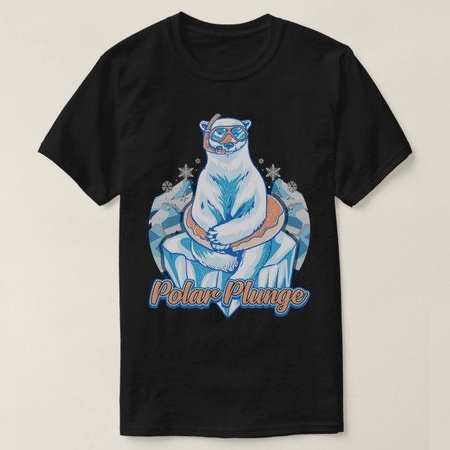 Camiseta Polar Plunge Ice Salta Engraçado Urso Polar Invern (Frente do Design)