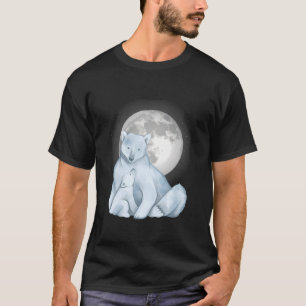 Camiseta Polar Urso-Lua Arte Antártica Urso Polar De Invern