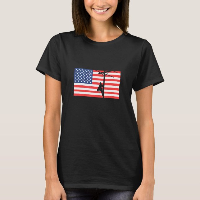 Camiseta Pole American Flag Hardworking Person (Frente)