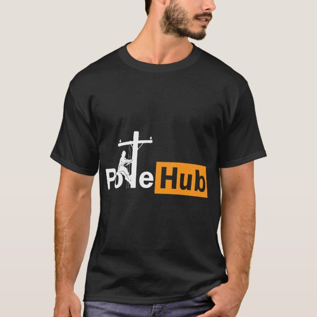 Camiseta Pole Hub Lineman Line Worker Utility Pole Funny Li (Frente)