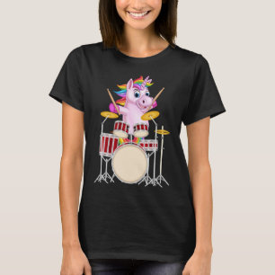 Camiseta Polegada de Tambores e Gatos de Tambor em Unicórni