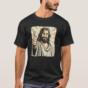 Camiseta Polegar para cima engraçado com fantasia de Jesus 