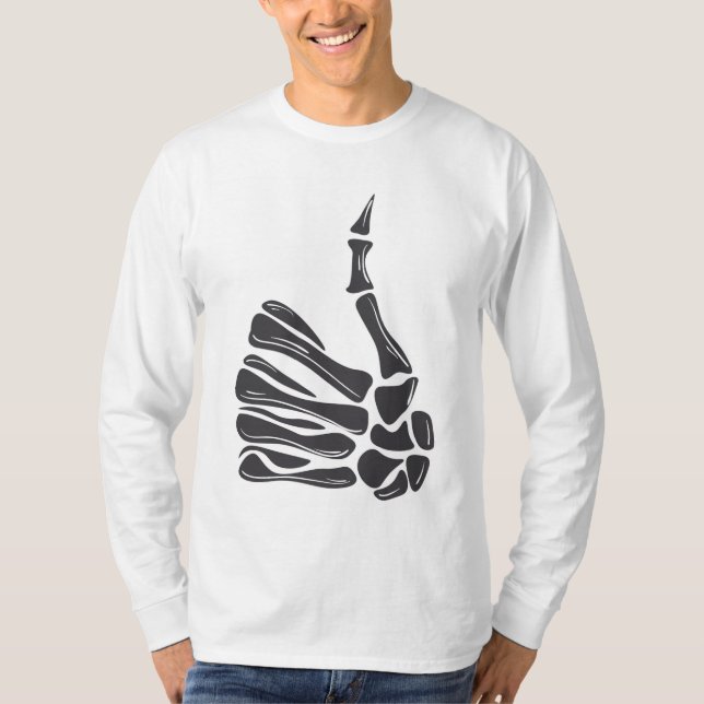 Camiseta Polegar Para Cima Mão de Esqueleto (Frente)