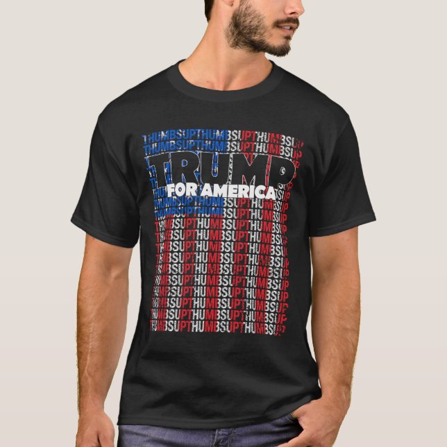 Camiseta Polegar Para Cima Para a Bandeira dos EUA da Améri (Frente)