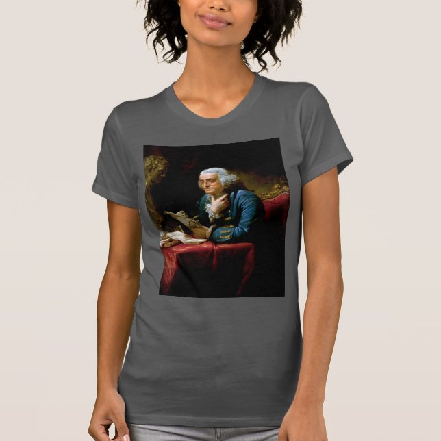 Camiseta Polegar Retrato, Benjamin Franklin Pai Fundador (Frente)