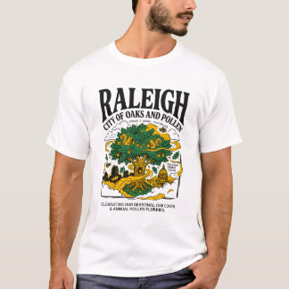 Camiseta Pólen da Cidade de Carvalhos de Raleigh Carolina d