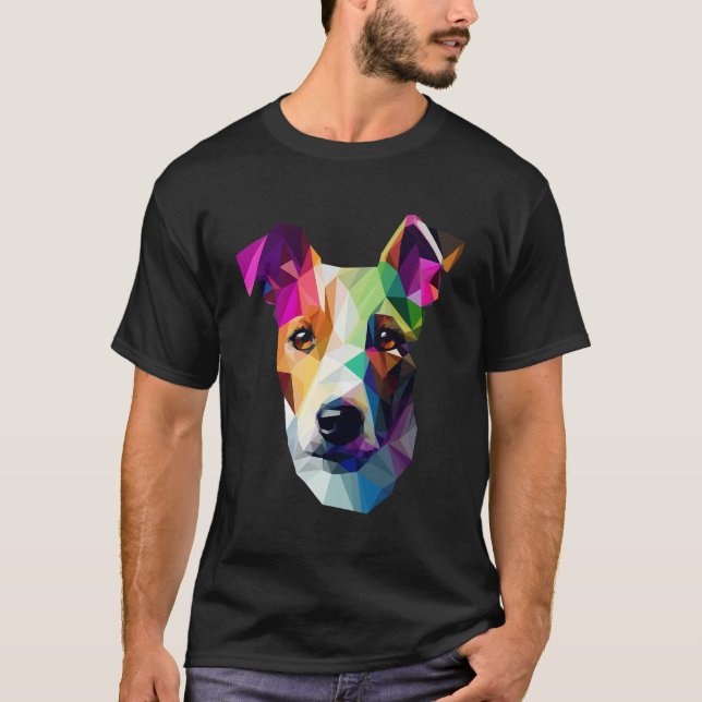 Camiseta Poli Abstrato Geométrico Jack Russell Poly Art (Frente)