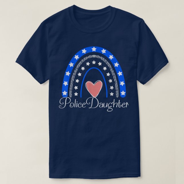 Camiseta Police Daughter Boho Rainbow Funny Police Officer  (Frente do Design)