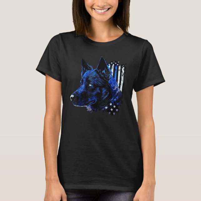 Camiseta Police Dog K9 Officer Patriotic American Flag Cani (Frente)