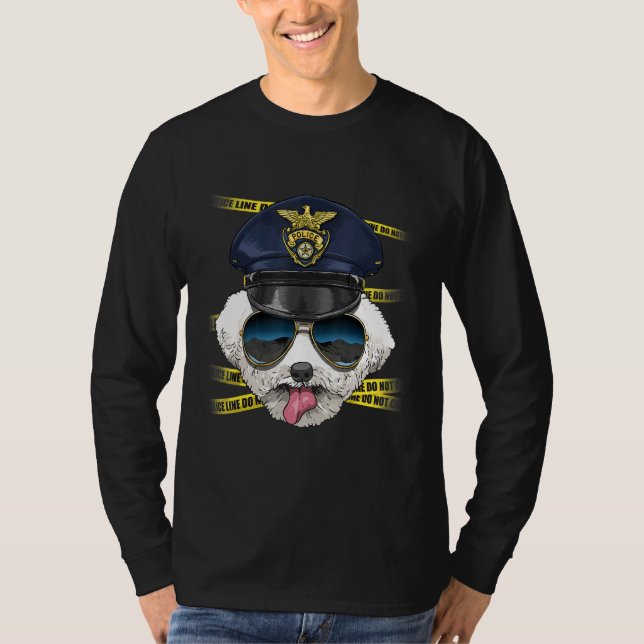 Camiseta Police Officer Bichon Frise PD Cop Crime Scene K9  (Frente)