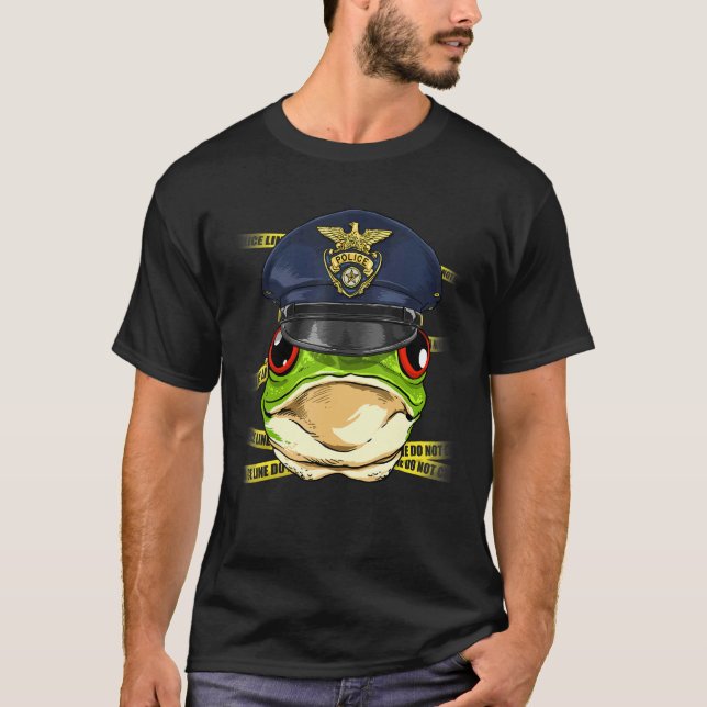 Camiseta Police Officer Frog PD Cop Crime Scene Toad Frog (Frente)