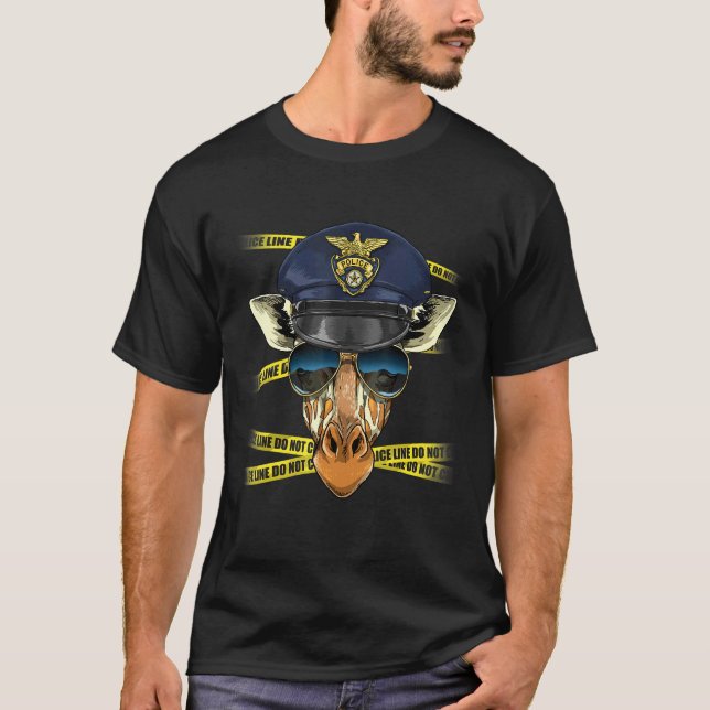 Camiseta Police Officer Giraffe PD Cop Crime Scene Giraffe (Frente)