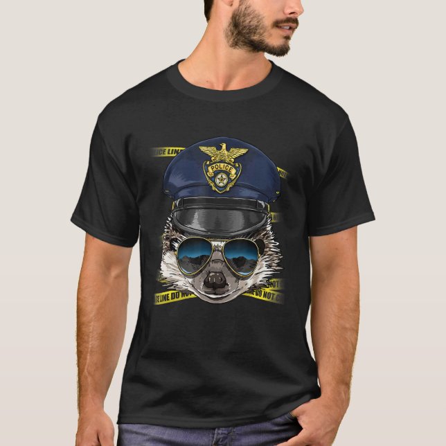Camiseta Police Officer Hedgehog PD Cop Crime Scene Hedgeho (Frente)