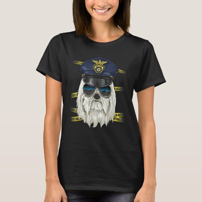 Camiseta Police Officer Maltese Cop Crime Scene K9 Maltese  (Frente)
