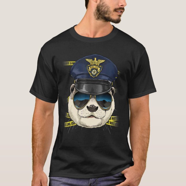 Camiseta Police Officer Otter PD Cop Crime Scene Sea Animal (Frente)