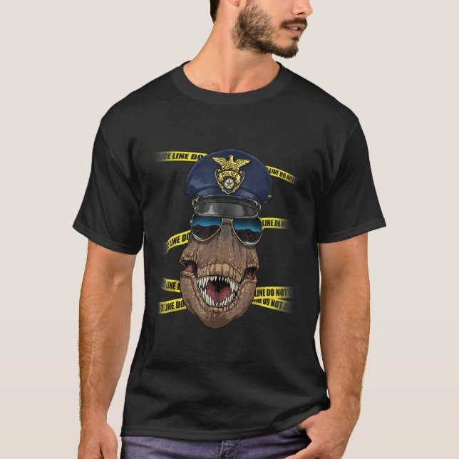 Camiseta Police Officer Rex Dino PD Cop Crime Scene Dinosau (Frente)