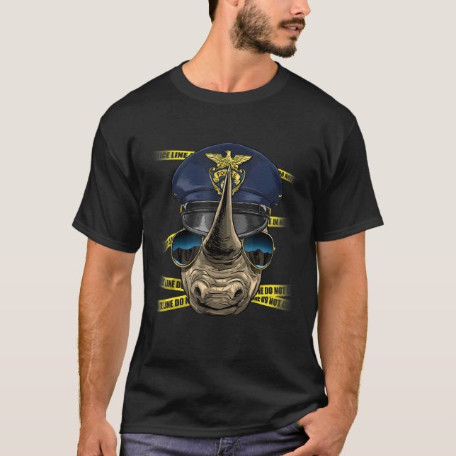Camiseta Police Officer Rhinoceros PD Cop Crime Scene Afric (Frente)