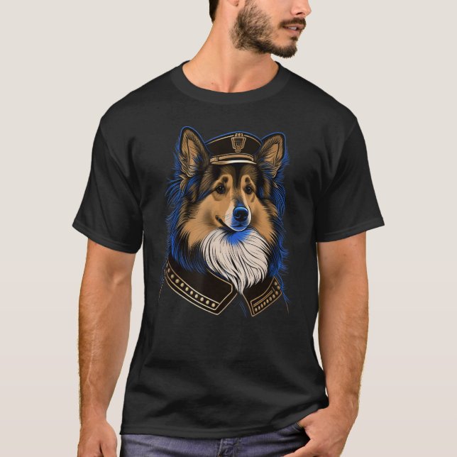Camiseta Police Officer Shetland Sheepdog Cop dog on Police (Frente)