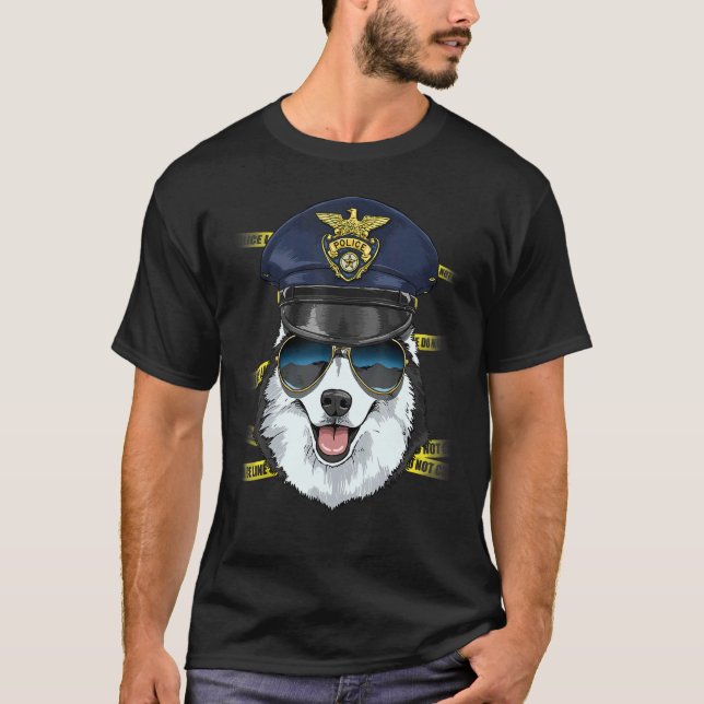 Camiseta Police Officer Siberian Husky Cop Crime Scene K9 D (Frente)