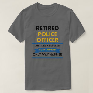 Camiseta polícia aposentada como um azul comum engraçado