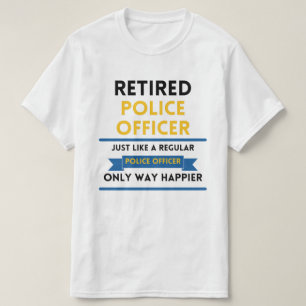 Camiseta polícia aposentada como um azul comum engraçado
