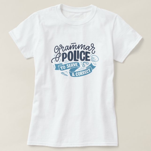 Camiseta Polícia da Gramática (Frente do Design)