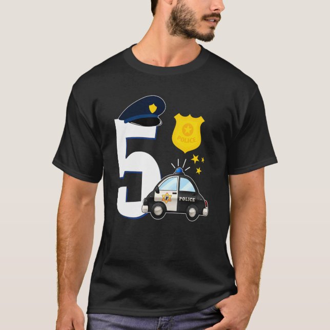 Camiseta Polícia de 5 anos de idade Carro 5 de Polícia Cust (Frente)