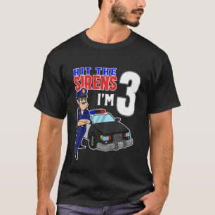 Camiseta Polícia de aniversário de 3 anos de Crianças