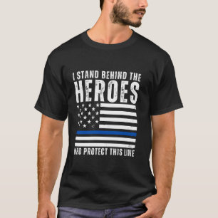 Camiseta Polícia de Bandeira Americana de Linha Azul Thin a