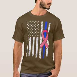 Camiseta Polícia de Cancer da Mama Bandeira Rosa Americana 