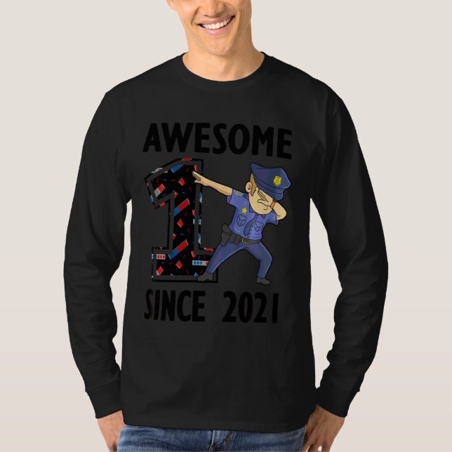 Camiseta Polícia de Crianças primeiro aniversario Policial  (Frente)