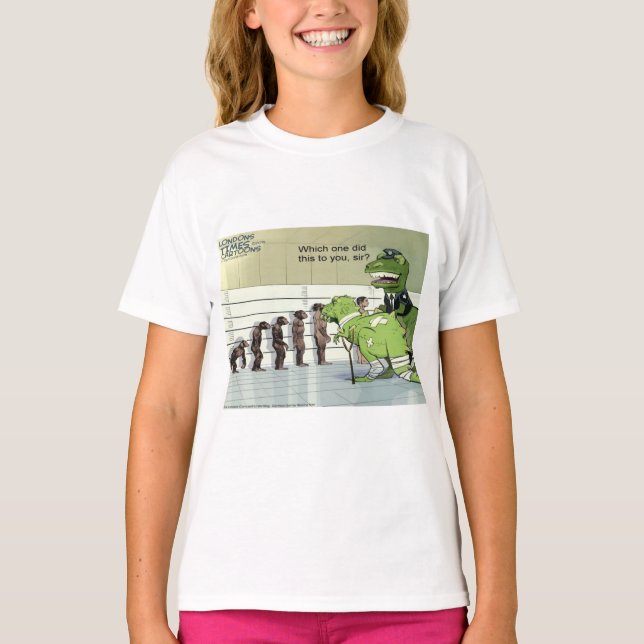 Camiseta Polícia de Dinossauro Lineup Meninas Engraçadas (Frente)