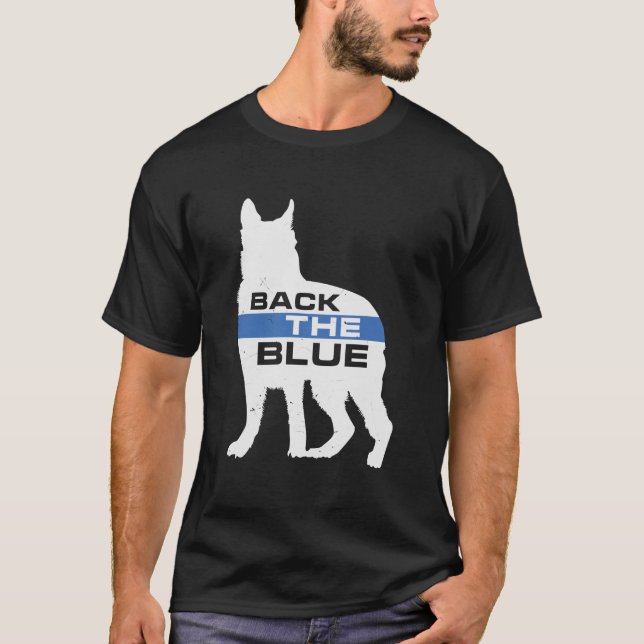 Camiseta Polícia de German shepherd Azul K9 (Frente)
