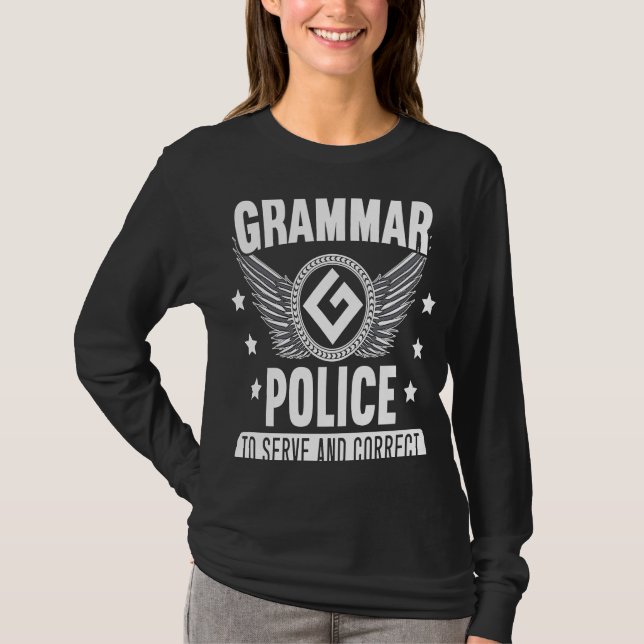 Camiseta Polícia de Gramática para Coisas de Gramática Cost (Frente)