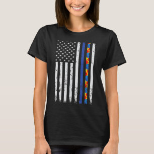 Camiseta Polícia de Linha Azul Thin apoia Autism 4 de julho