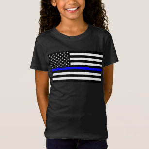 Camiseta Polícia de Linha Azul Thin Policial Bandeira Ameri