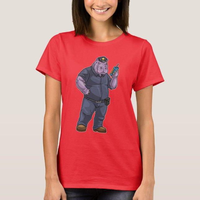 Camiseta Polícia de Microfone de Polícia de Hippo (Frente)