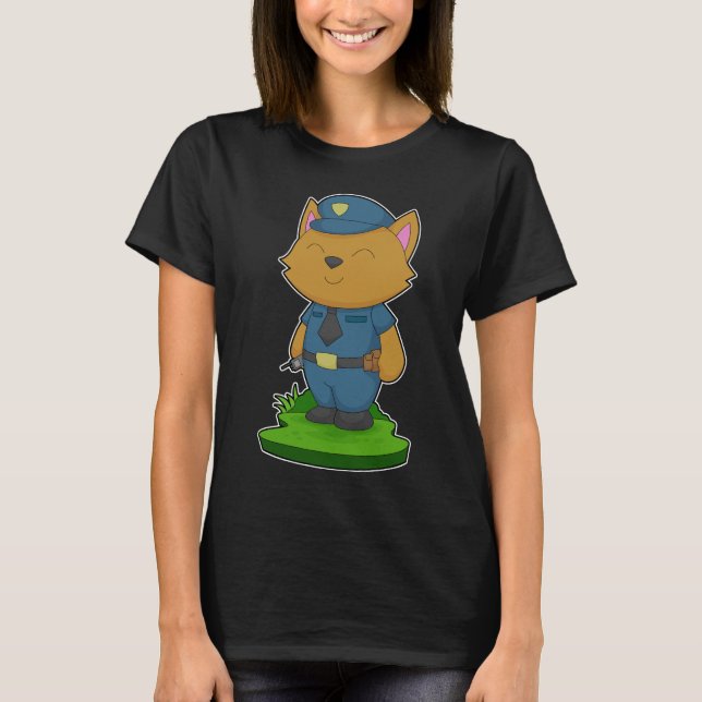 Camiseta Polícia de Microfone do Cat Cop (Frente)