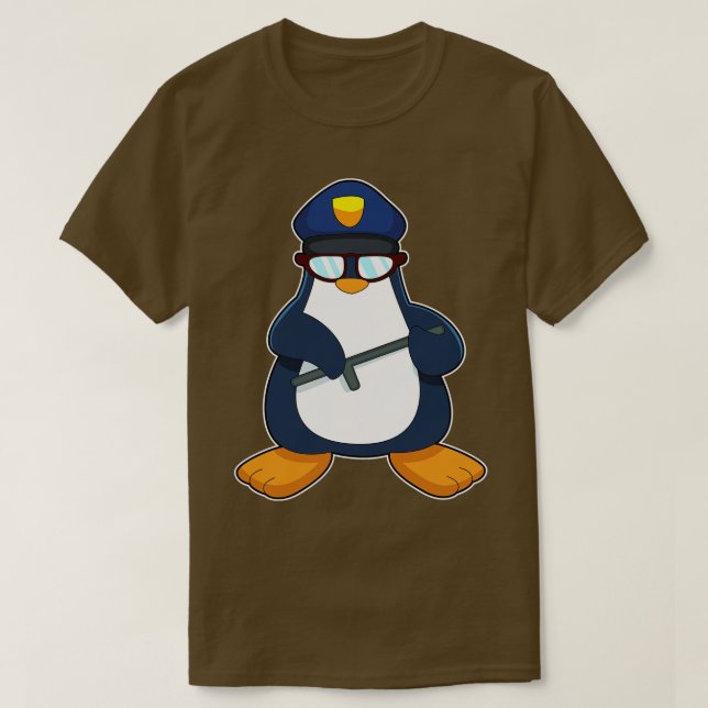Camiseta Polícia de Pinguim Baton (Frente do Design)