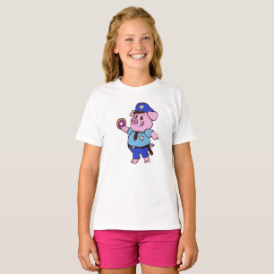 Camiseta Polícia de Porcos comendo uma rosquinha  escolher