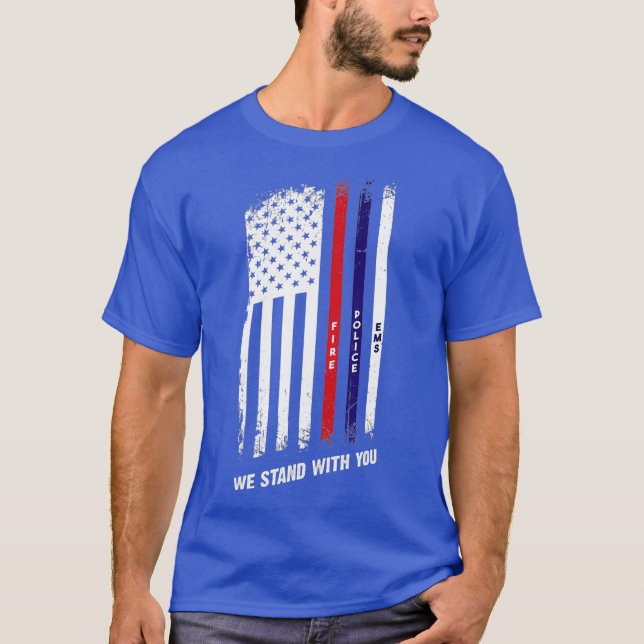 Camiseta Polícia de primeira resposta dispara EMS Azul fino (Frente)
