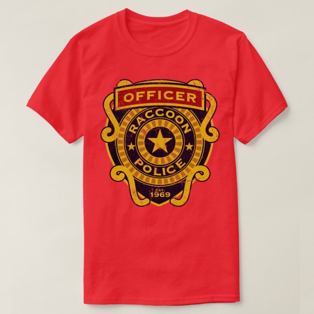Camiseta Polícia de Raccoon (Frente do Design)