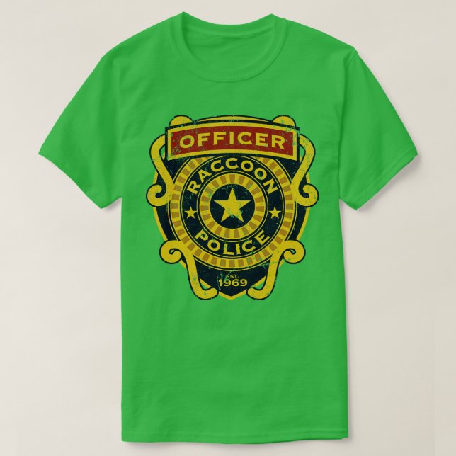 Camiseta Polícia de Raccoon (Frente do Design)