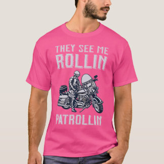 Camiseta Polícia De Rollin Patrollin E Polícia De Moto