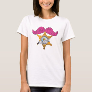 Camiseta Polícia engraçada do bigode do rosa quente