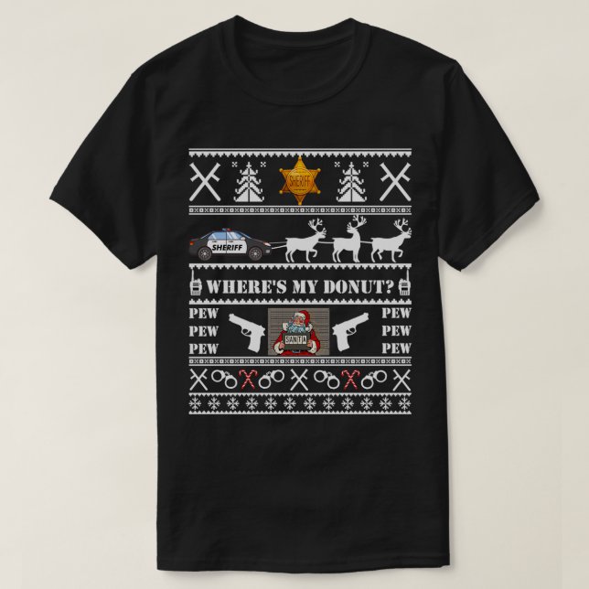 Camiseta Polícia Engraçada Vice-Xerife Ugly Christmas Swe (Frente do Design)