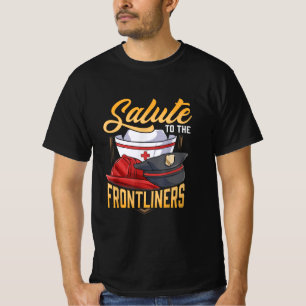 Camiseta Polícia Engraçado Bombeiro Frontliner Enfermeiro